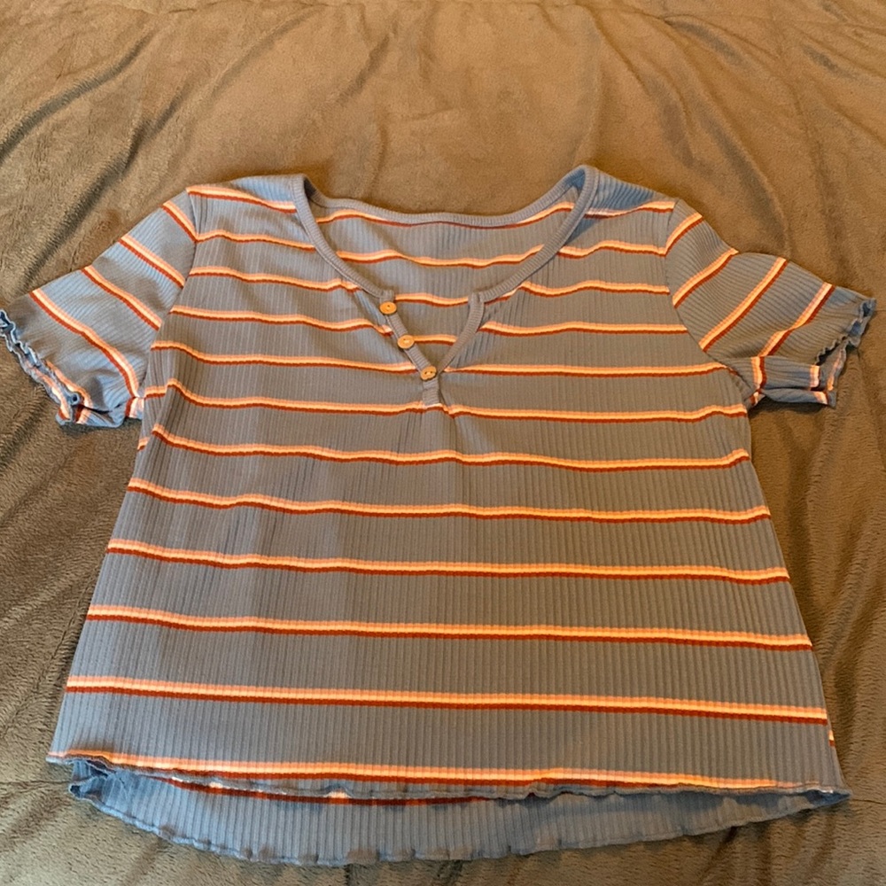 Stripped button up crop top